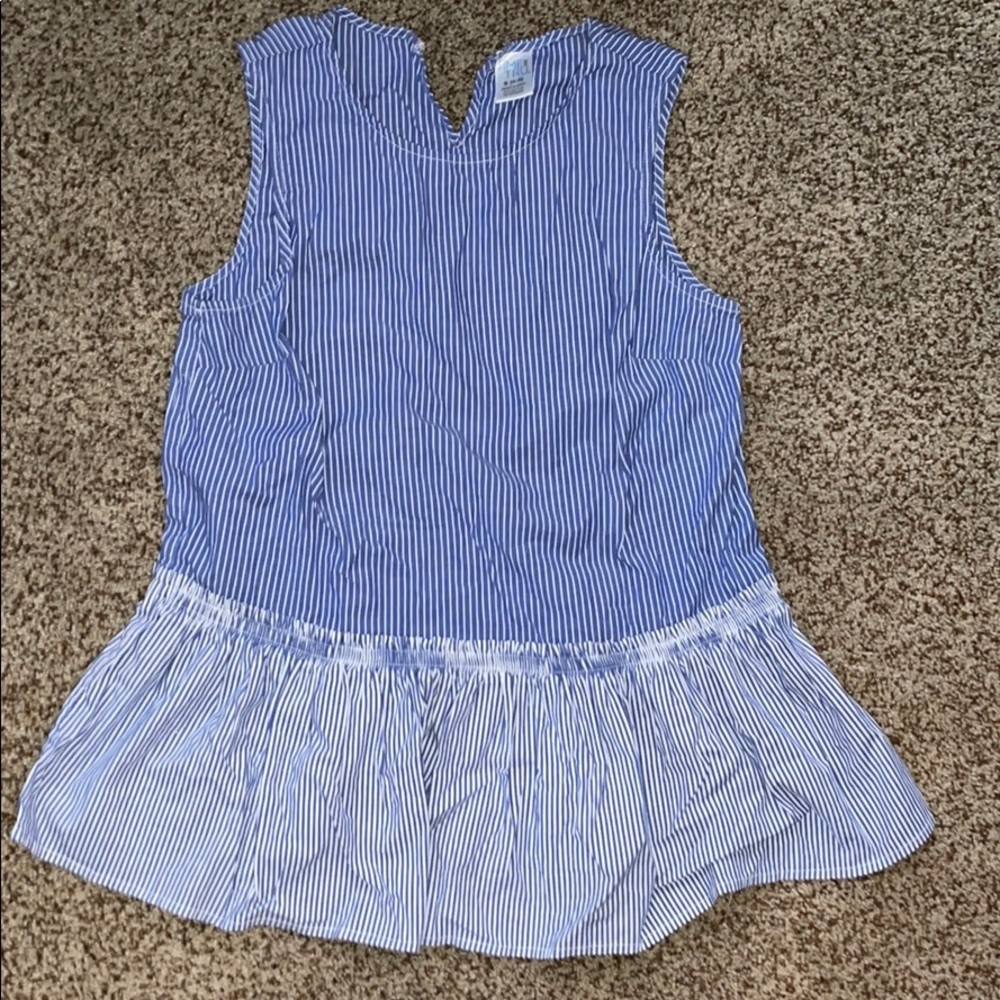 A blue with white stripes tank.